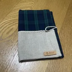 Handmade 母子手帳ケース ネイビーグリーンチェック