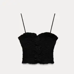 【SALE⭐️】ZARA ハニカム ポプリン クロップド丈 トップス Lのサムネイル