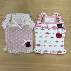 【訳あり新品】Lamzy 犬用 ウェア 2着セット ドット柄 レース フリルSSのサムネイル
