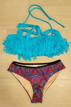 水着／ビキニ／ブルー／エスニック系／Mサイズ