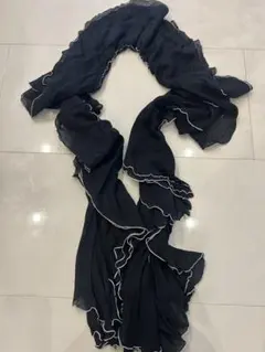 tobechic フリル付き黒シフォンストール