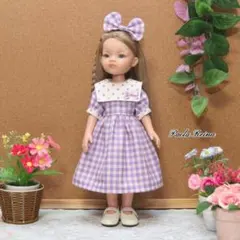 パオラレイナ服□パオラドール服️■　スクエアカラーワンピース　水玉＆＆チェックのサムネイル