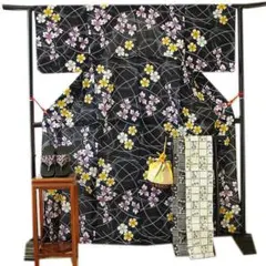 新品 コーマー 浴衣 帯 帯〆 下駄 バッグ ５点セット（綿）未使用 Ｙｓ042