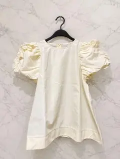 yori ヨリ バックリボン サテンブラウス フレンチスリーブ フリル 