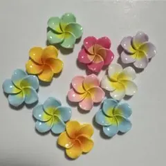 カラフル花型デコレーションパーツ 10個セット　デコパーツ　花　花パーツ