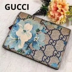 値下げ‼️GUCCI ブルームス 長財布 GGスプリーム 花柄 ブルー 箱・袋付
