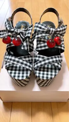 Ank Rouge 厚底サンダル ギンガムチェック リボン 完売品　新品♡