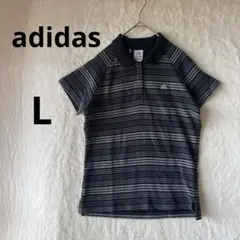 美品 adidas ボーダー 半袖ポロシャツ CLIMA365 M相当 ブラックのサムネイル