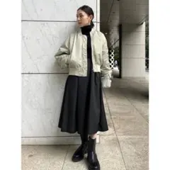【新品未使用品】Mila Owen ギャザーミモレ丈スカート(ブラック)
