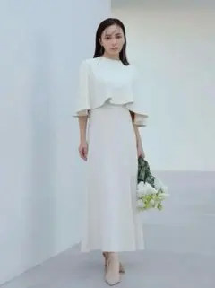 【美品】anuans 2WAYケープナローワンピース ivory XS