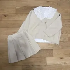 riziereノーカラージャケットプリーツスカートセットアップ 120