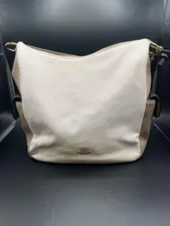 COACH コーチ ショルダーバッグ レザー バイカラー ホワイト 베이지