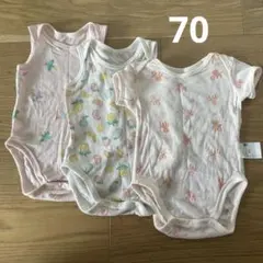 ユニクロ コットンメッシュボディスーツ 70cm ノンスリ半袖 3枚セット