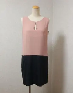 profile ピンク ブラック ノースリーブ ミニワンピース