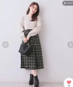 M index チェックラメジャカードニットワンピース