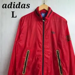 アディダスオリジナルス　ナイロンジャケット　L　レッド　レオパード
