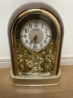 CITIZEN アーチ型置時計 ゴールド　レトロ　回転時計