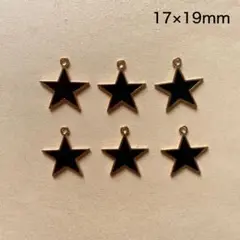 お星様のチャーム　6個　17×19mm　ゴールド　ブラック　現品　P87　月