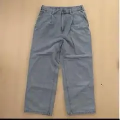 GU メンズ　ライトブルーデニムワイドパンツ　Mサイズ