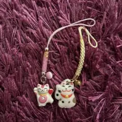 にゃんこキーホルダーセット（猫2体）招き猫　manekineko