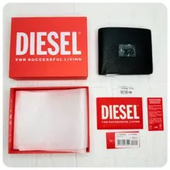 DIESEL ディーゼル 財布 二つ折りDロゴ 黒 ブラック カウレザー