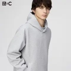 ユニクロ　スウェットオーバーサイズプルパーカ　グレー　メンズ　M