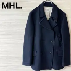 MHL. 13AW Pea Coat WOOL MELTON Navy