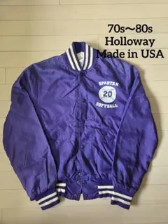 70s～80s USA製 holloway ナイロンスタジャン 紫 ヴィンテージ