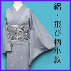 M3925★着物淡雪★ 夏着物★ 洗える着物 絽　飛び柄小紋　トンボ　蜻蛉