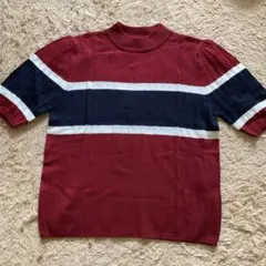 【新品未使用】半袖ニットセーター 赤／Lサイズ