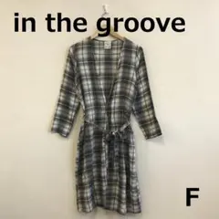 値下　C1016A11【イン ザ グルーヴ】綿混チェック柄ロングカーディガン