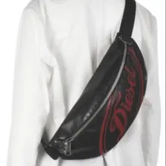 未使用級 DIESEL ディーゼル ボディバッグ ウエストバッグ ロゴ ブラック