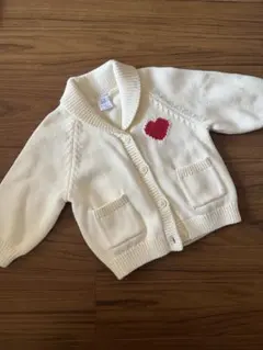アイボリー カーディガン ハート刺繍 6-12ヶ月