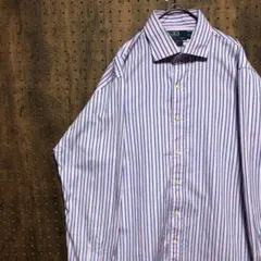 ぜ*ん様 90s ポロラルフローレン　長袖シャツ　ストライプ　紫　L YD91