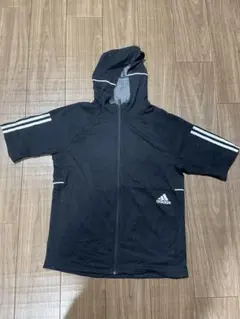 【中古】アディダス　半袖ジャージ　上のみ　ブラック