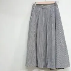 フレアスカート チェック柄 ブラック・ホワイト Lサイズ　☆3167