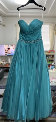 ターコイズ ストラップレスドレス
