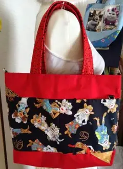 ロラライハリスプリント生地使用、大き目トートバッグ、カウガールシリーズSALE