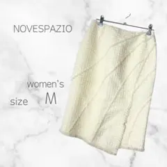 ✴︎ノーベスパジオ✴︎ブークレツイードスカートアイボリー ウール混 日本製
