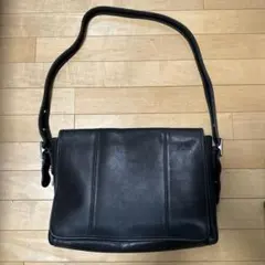 【28㎝×38㎝】オールドコーチ レザー ショルダーバッグ ブラック■ビンテージのサムネイル