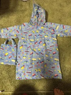 ベビーレインコート 車柄 100サイズ 収納バッグ付き