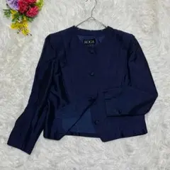 コガ 【9】 シルク混 ノーカラージャケット ドット柄 フォーマル 光沢 上品
