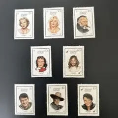 アンティグア・バーブーダ 芸能人切手未使用8種完極美品 モンロー、プレスリー他