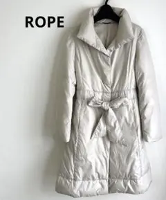 ROPE ロングダウンジャケットコートウエスト調節可能アイボリーサイズ7
