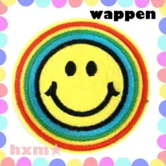 スマイル　ニコちゃん　レインボー　カラフル　ワッペン　アイロン刺繍ワッペン