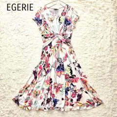 【美品】EGERIE　エジェリ　ジャージ素材　ワンピース　花柄　フランス製のサムネイル