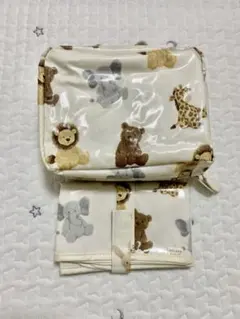 ジェラートピケ　おむつポーチ　おむつ替えシート　アニマル　ぬいぐるみ　ライオン