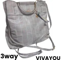 美品　VIVAYOU チェック柄 3way ショルダーバッグ