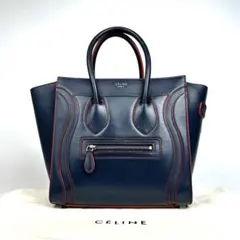 【美品】セリーヌ　ラゲージ　マイクロ　ショッパートート　バイカラー　レザー　紺色