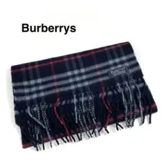 【TK】Burberrys カシミヤ チェック柄 マフラーネイビー系